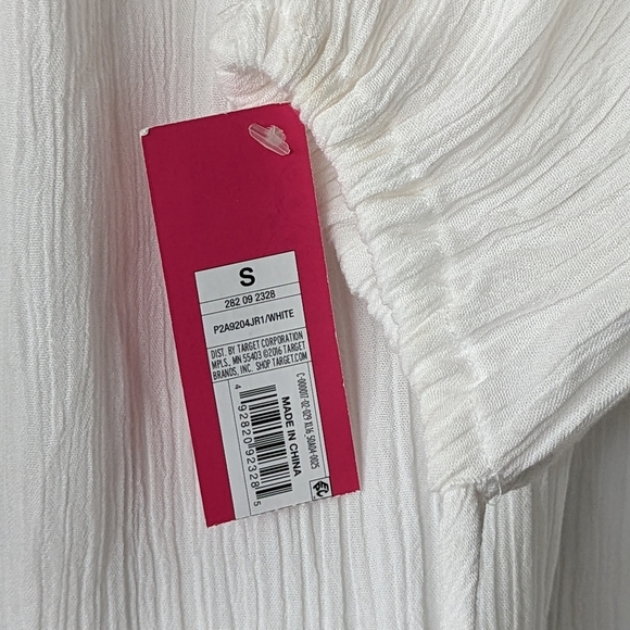 NWT: Gauzy White Long-sleeved Dress with Red Embroidery by Xhilaration - Picture 7 of 9